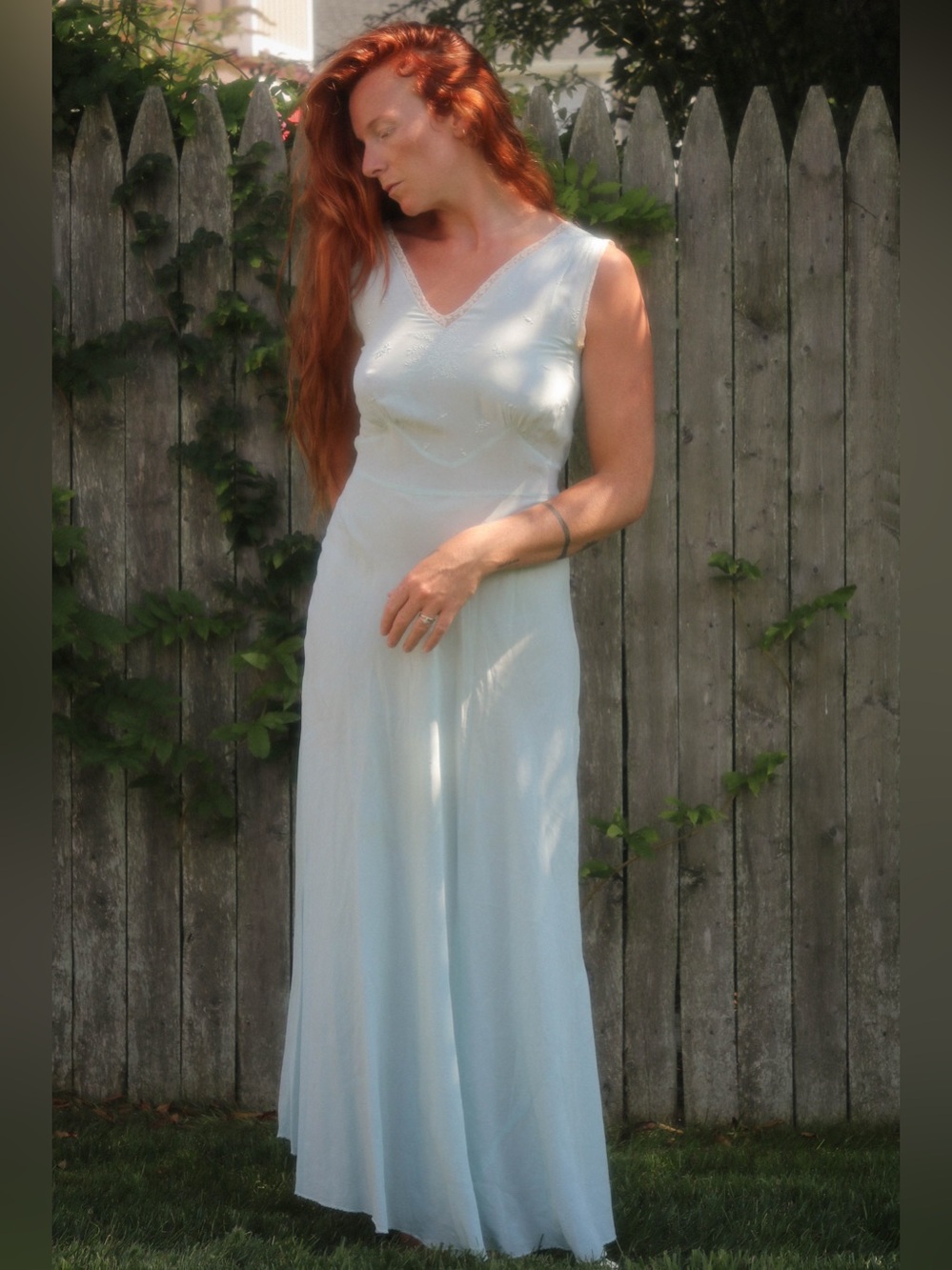 1930s Cornflower Blue Silk Slip dress